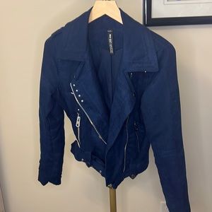 Preloved!! Blue suede, Moto jacket size small